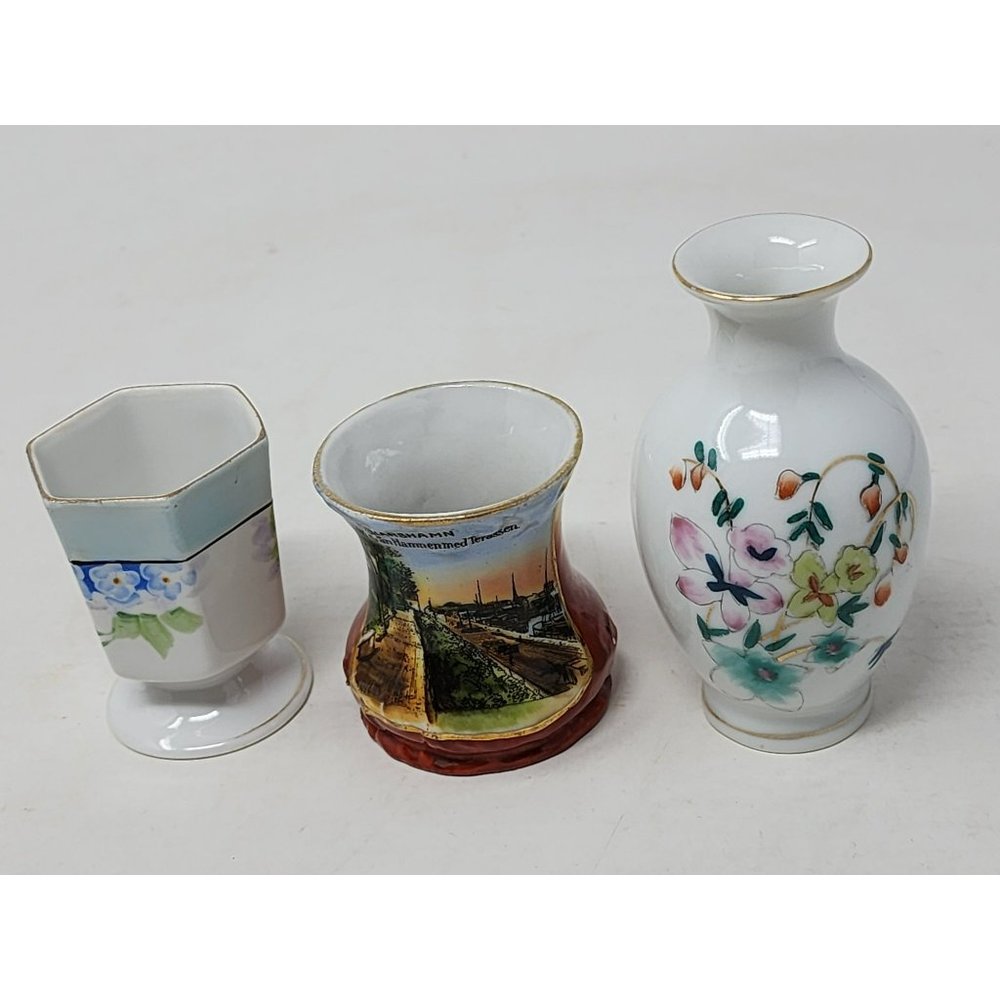 Lot Of 3 Vintage 1Noritake 1Import, 1China Mini Vases Flowers Oskarshamn